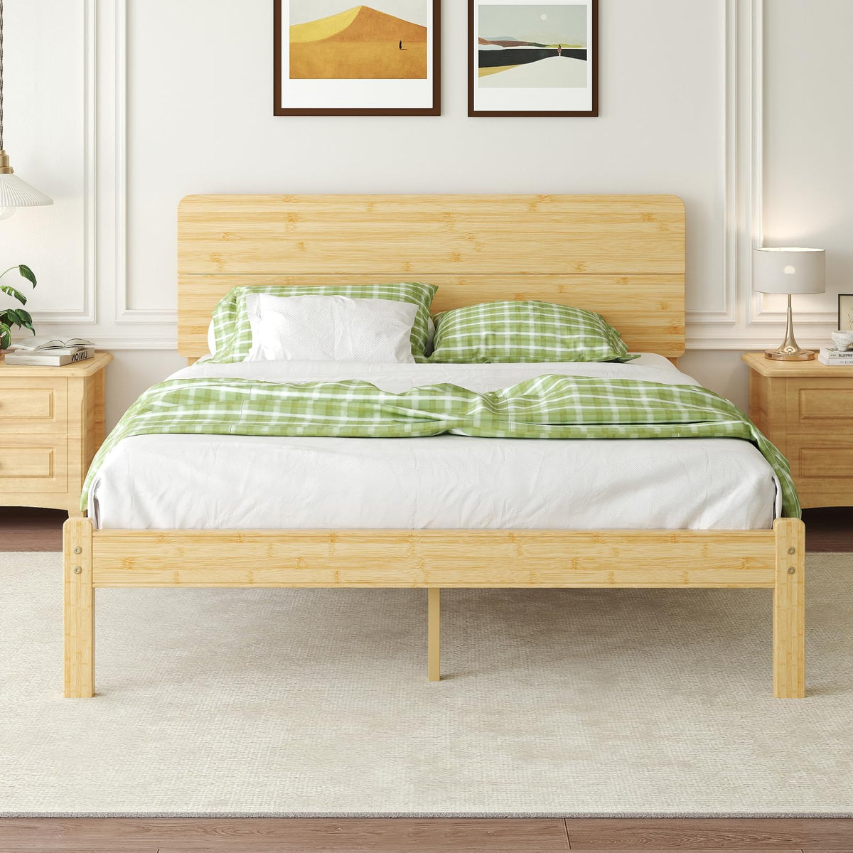 14 inch Bamboo Full Bed Frame with Headboard X320