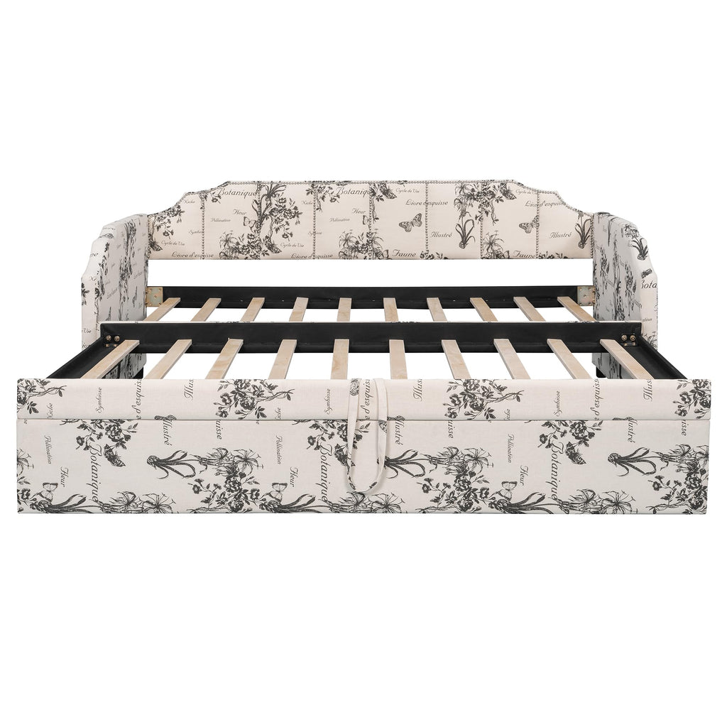 Twin Size Linen Upholstered Daybed with Trundle W931