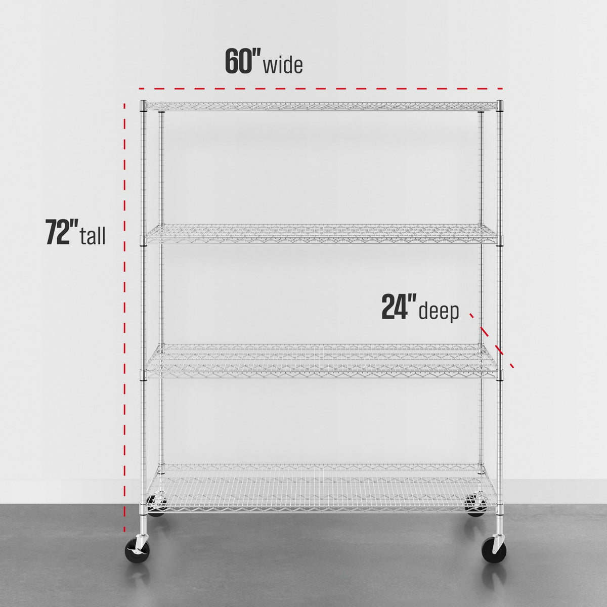 4-Tier Heavy Duty Steel Wire Rack with Wheels S657563