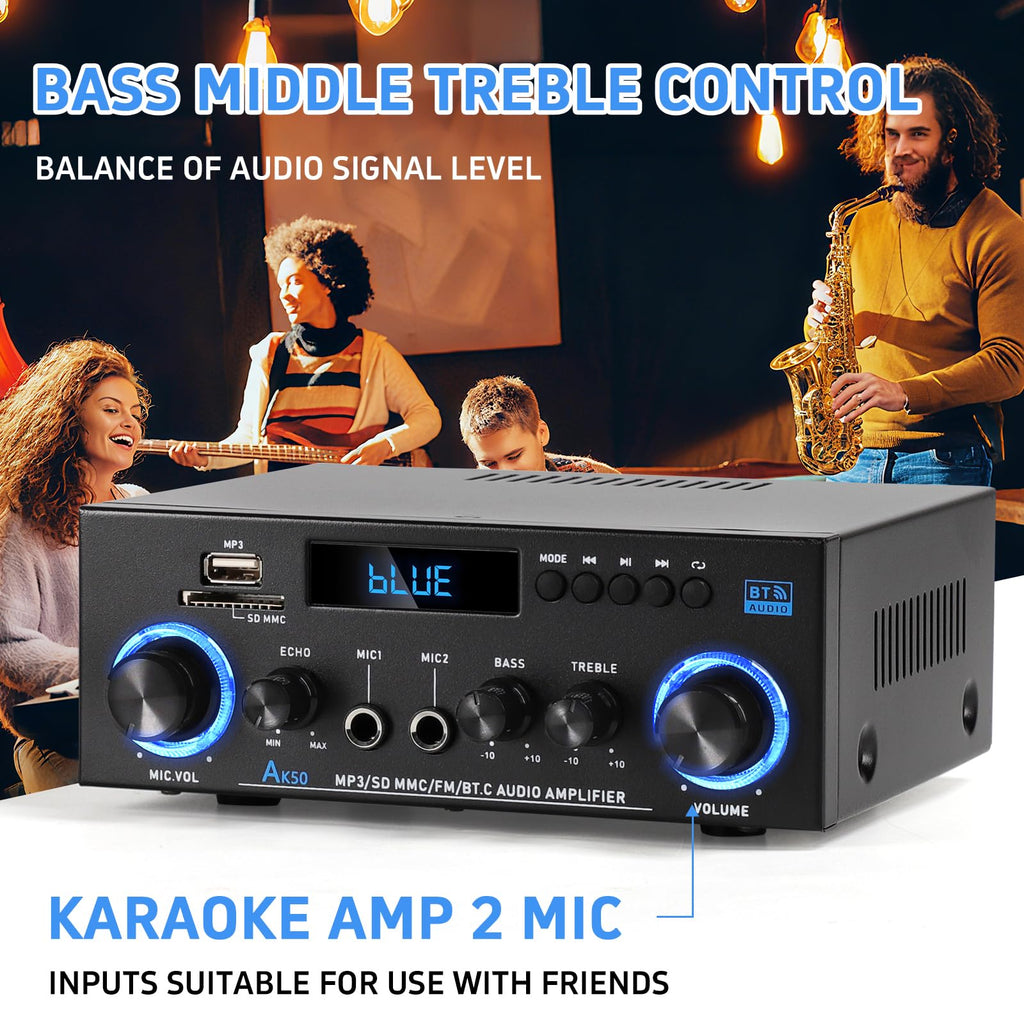Bluetooth 5.0 2 Channel 400W Stereo Amplifier M488958