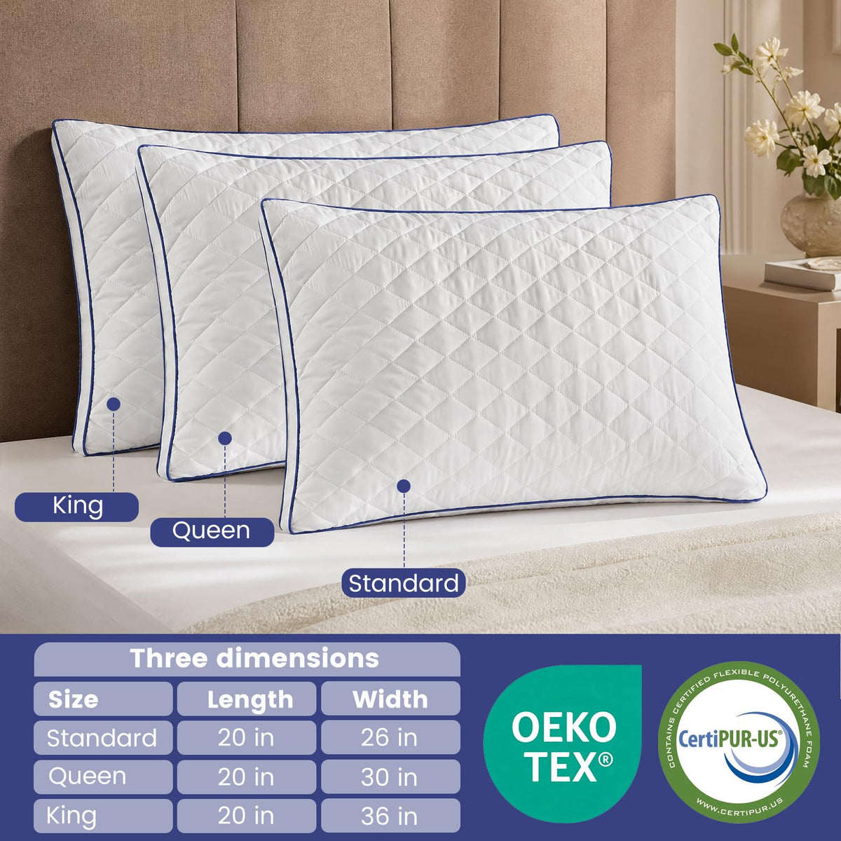 Shredded Memory Foam Pillows King Size Set of 2 L17923