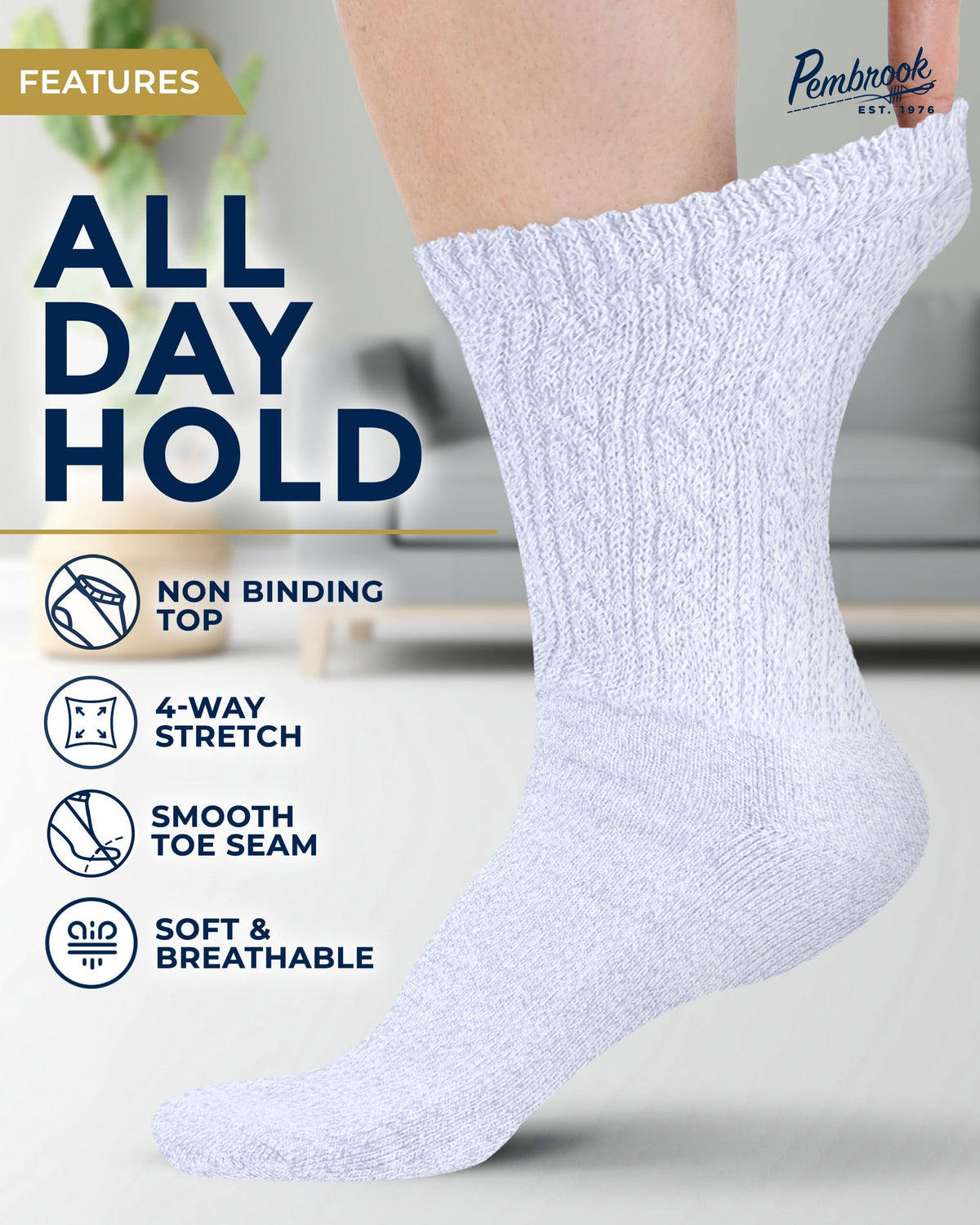 Cable Knit Bamboo Viscose Diabetic Socks 6 Pairs T72828