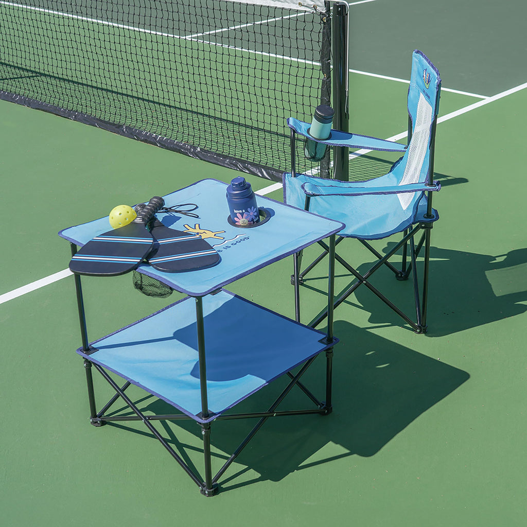 22” Square Compact Outdoor Folding Table with Cup Holders and Carry Bag Y89611