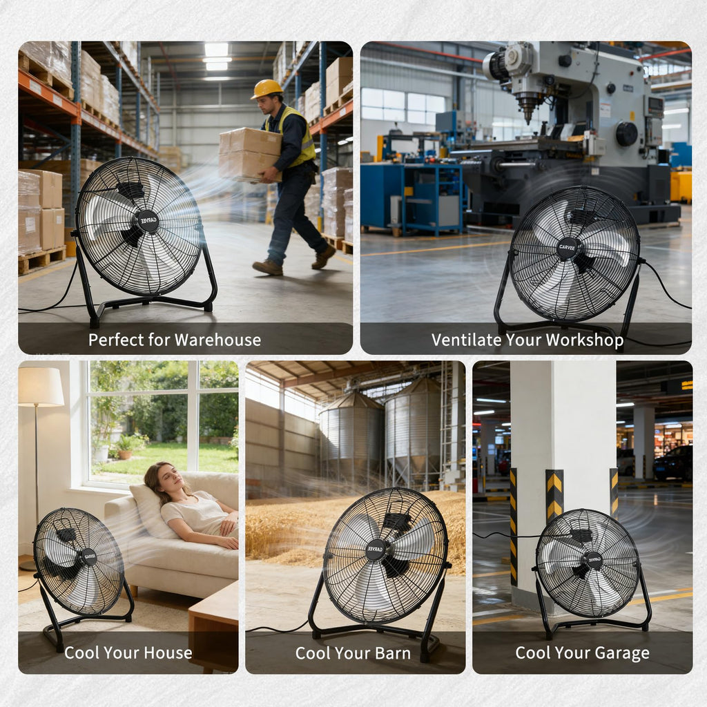 20 Inch High Velocity 3 Speeds Portable Floor Fan J6480