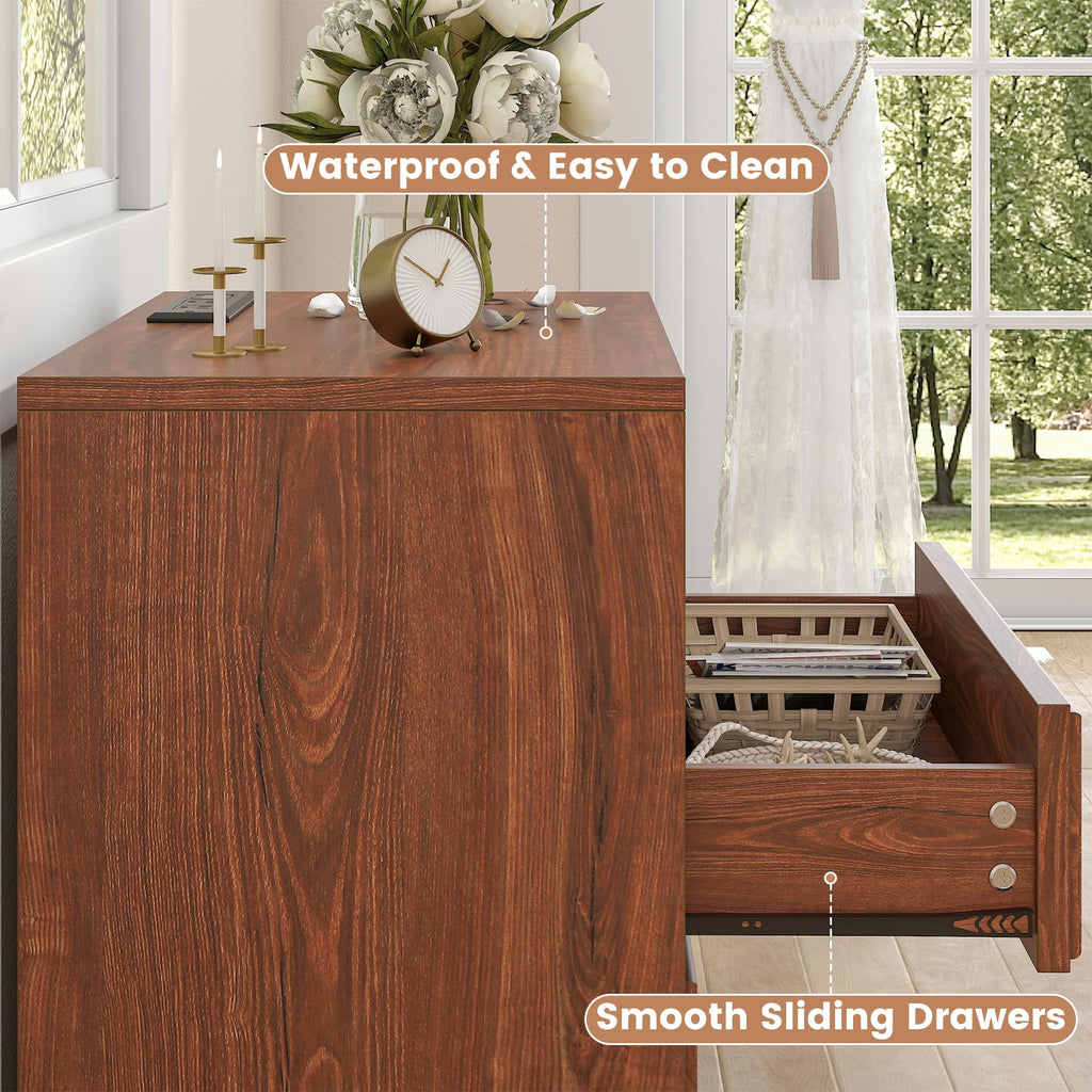 21.7" Wide Cherry Wood Nightstand with 2 Drawers U803234