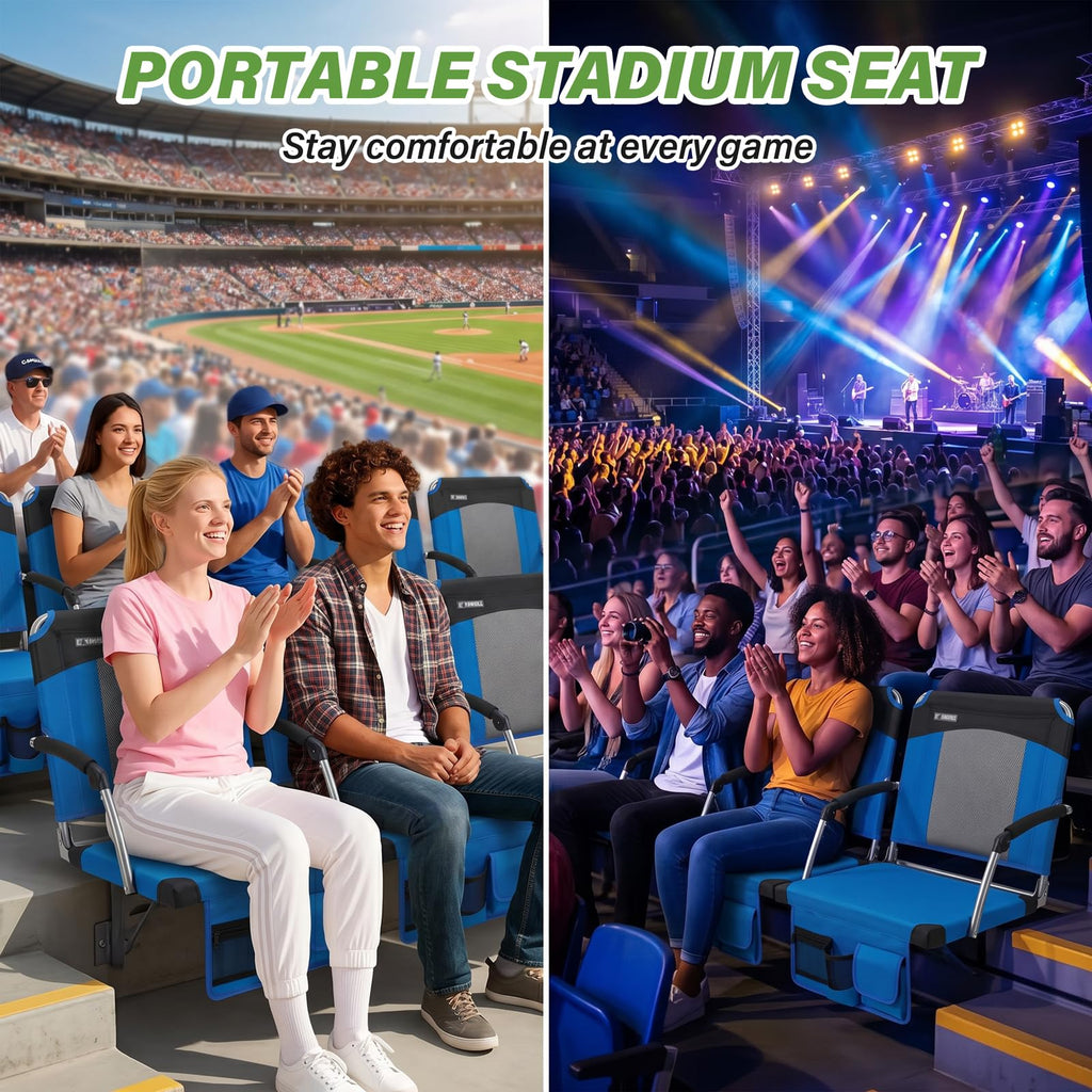 2 Pack Blue Stadium Seats with Back Support & Armrests O23706