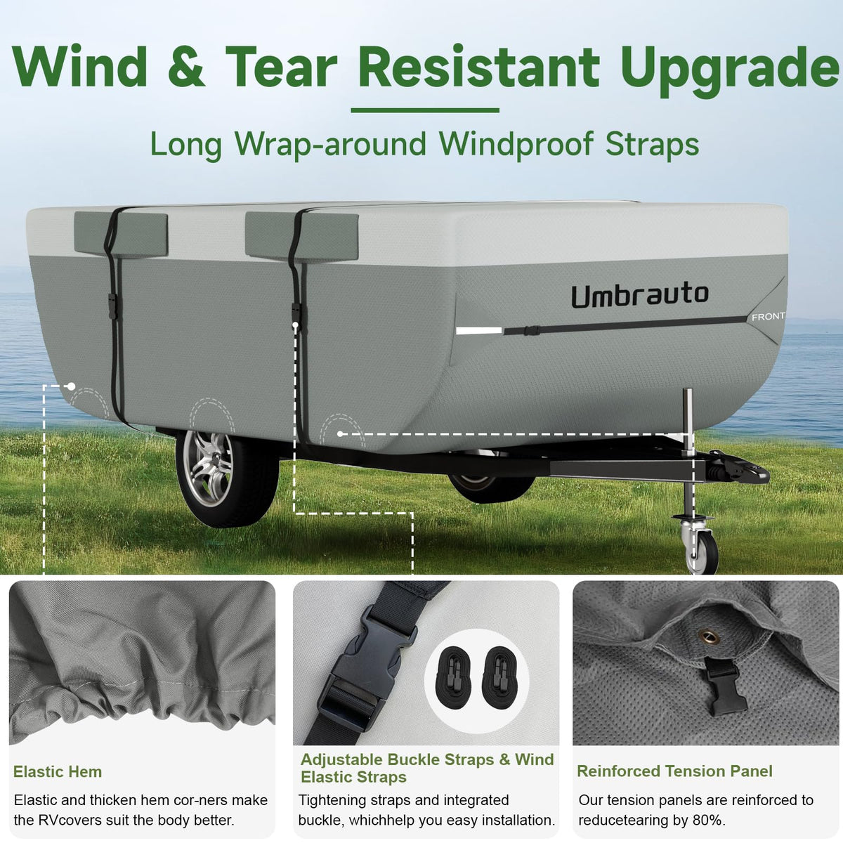 14-16ft Waterproof Breathable Ripstop Pop Up Camper Cover E3271