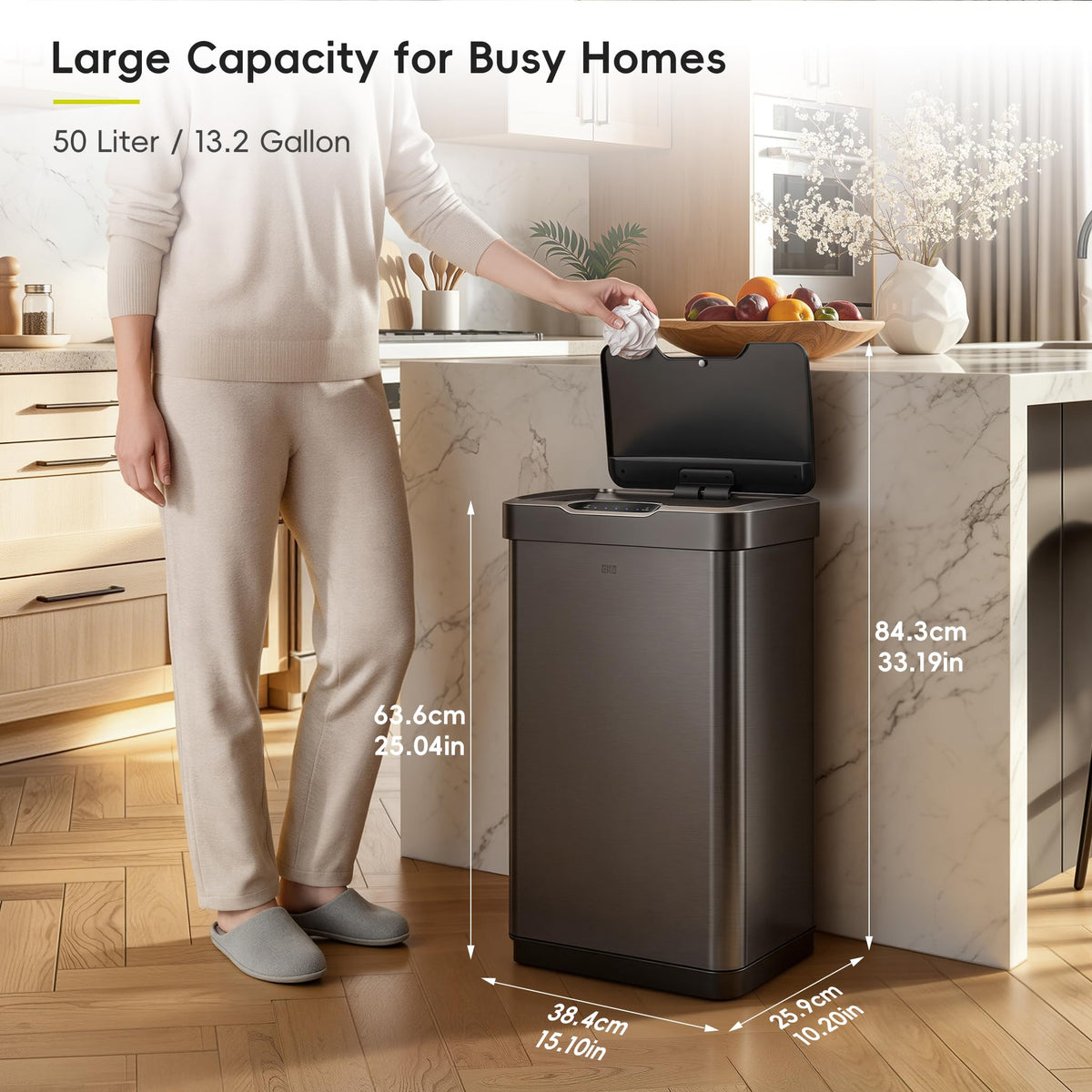 13.2 Gal Stainless Steel Motion Sensor Trash Can Z703