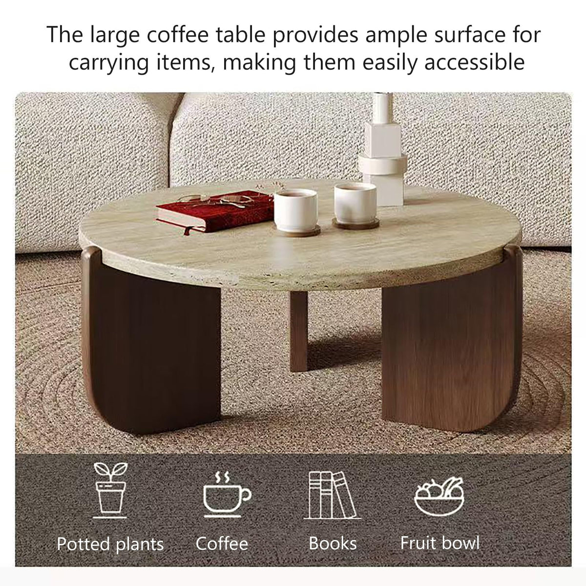Solid Wood Stone Top Coffee Table D4585