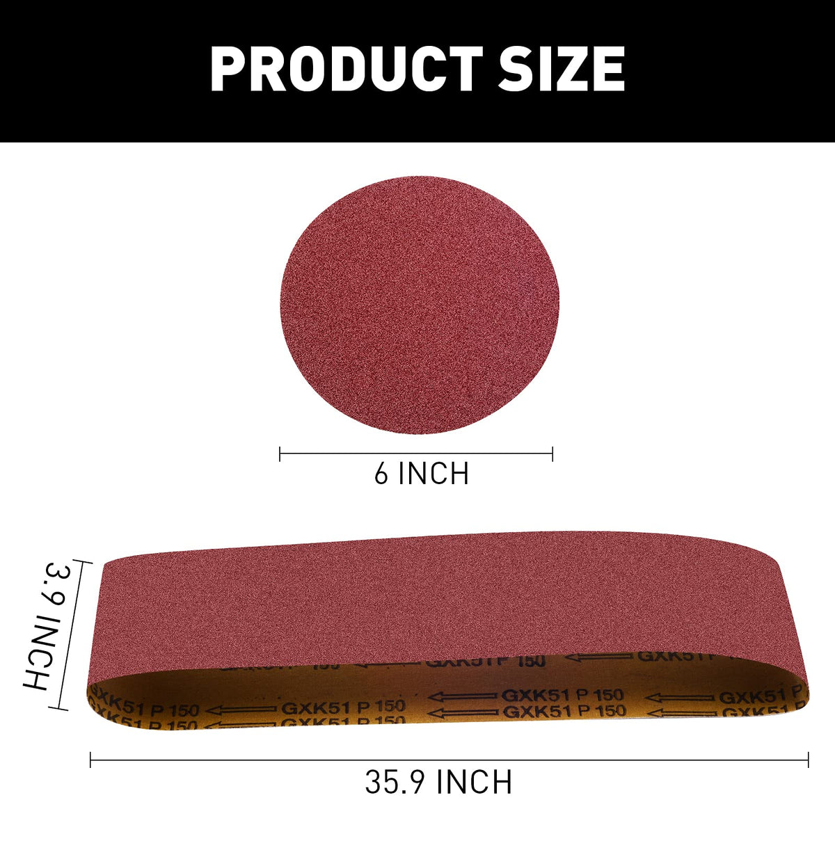 4 x 36 Aluminum Oxide Sanding Belts and 6 Inch Self Stick Sanding Discs 22 Pcs M552489