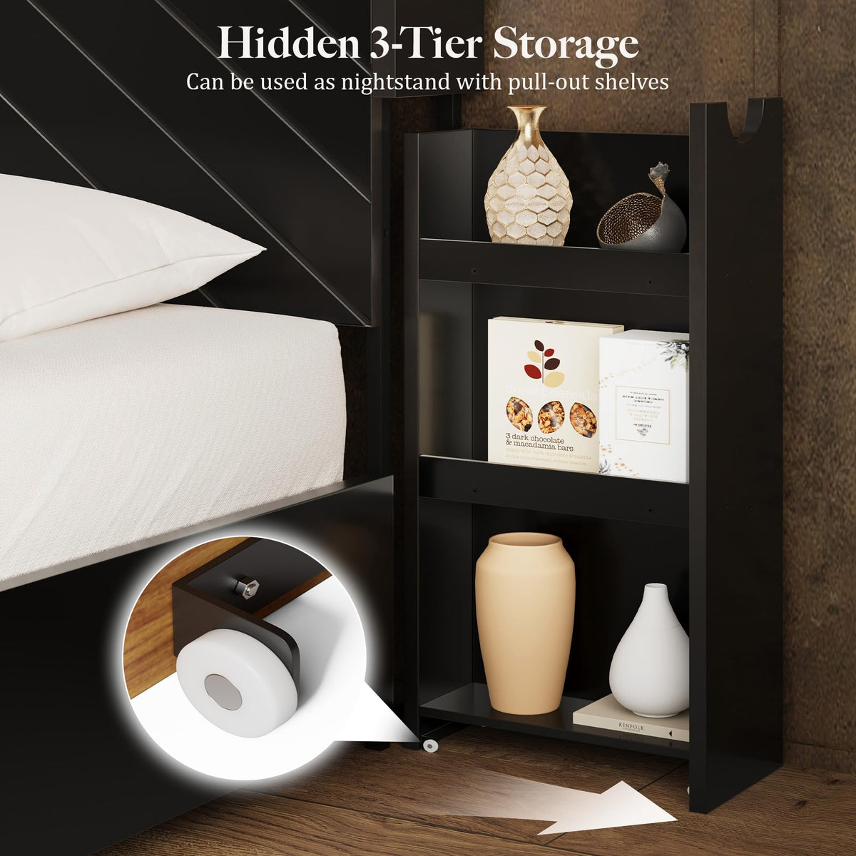 King Size Bed Frame with Tall Headboard T521591