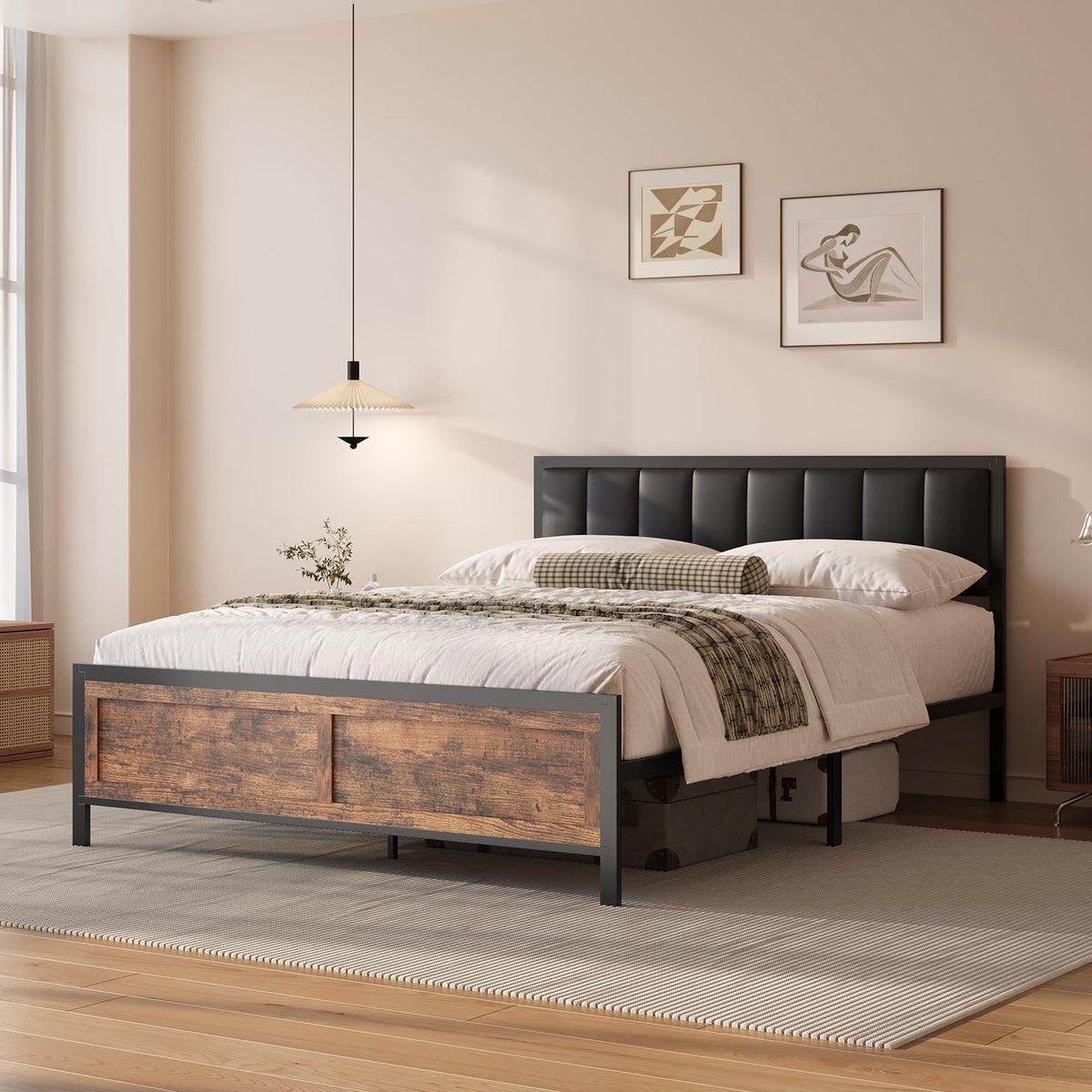 Full Size Metal Bed Frame with Headboard and Footboard F565