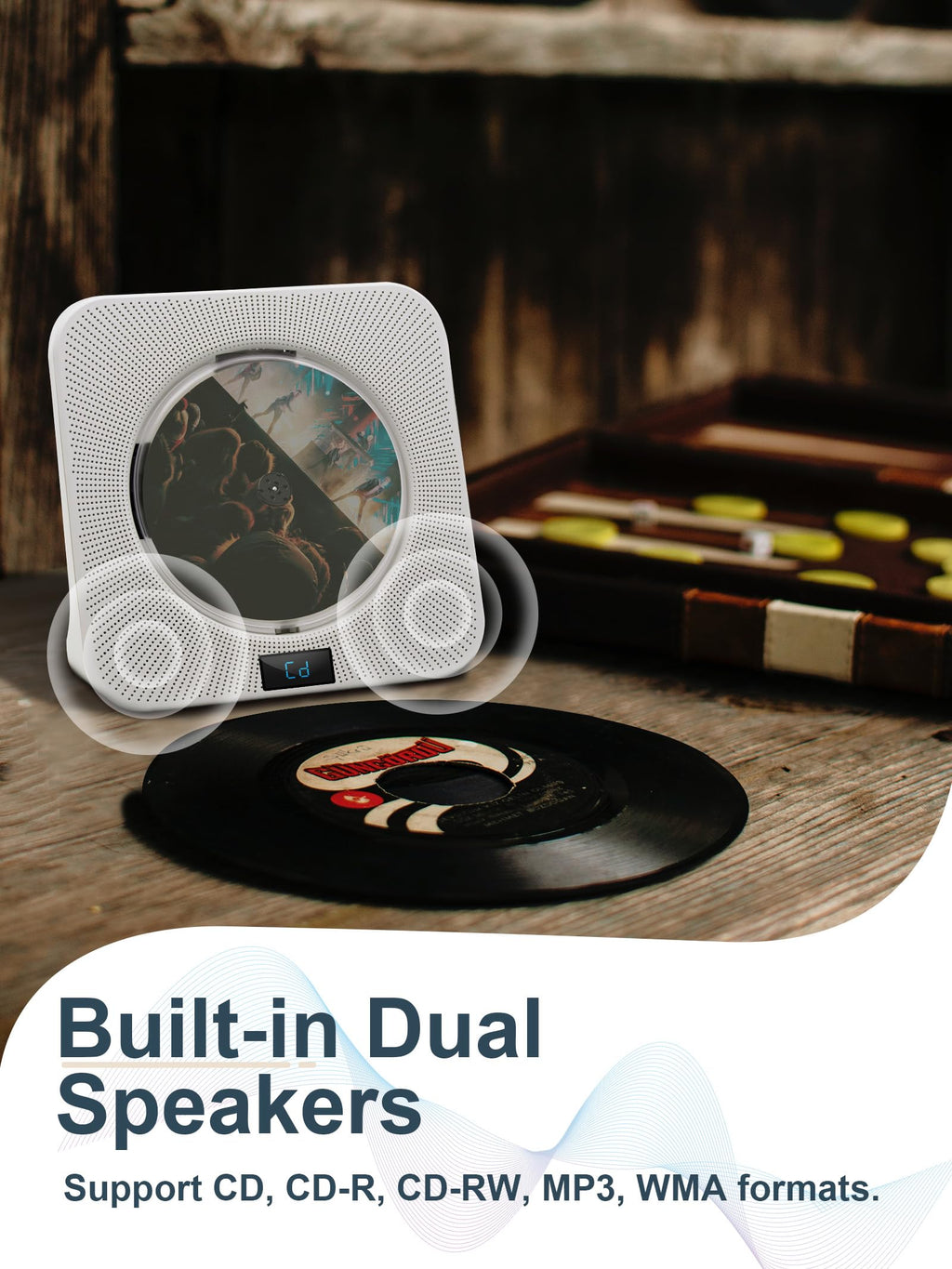 White Portable CD Player with Bluetooth A6732