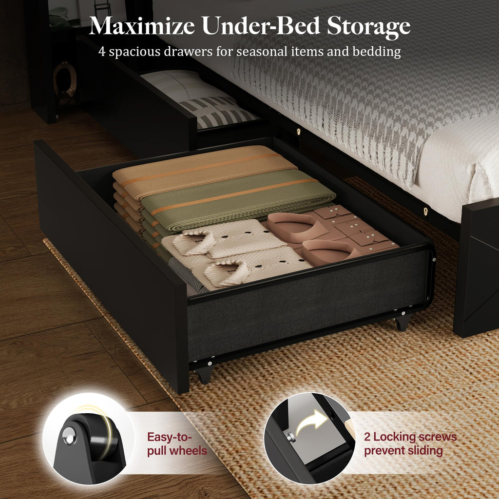 King Size Bed Frame with Tall Headboard T521591