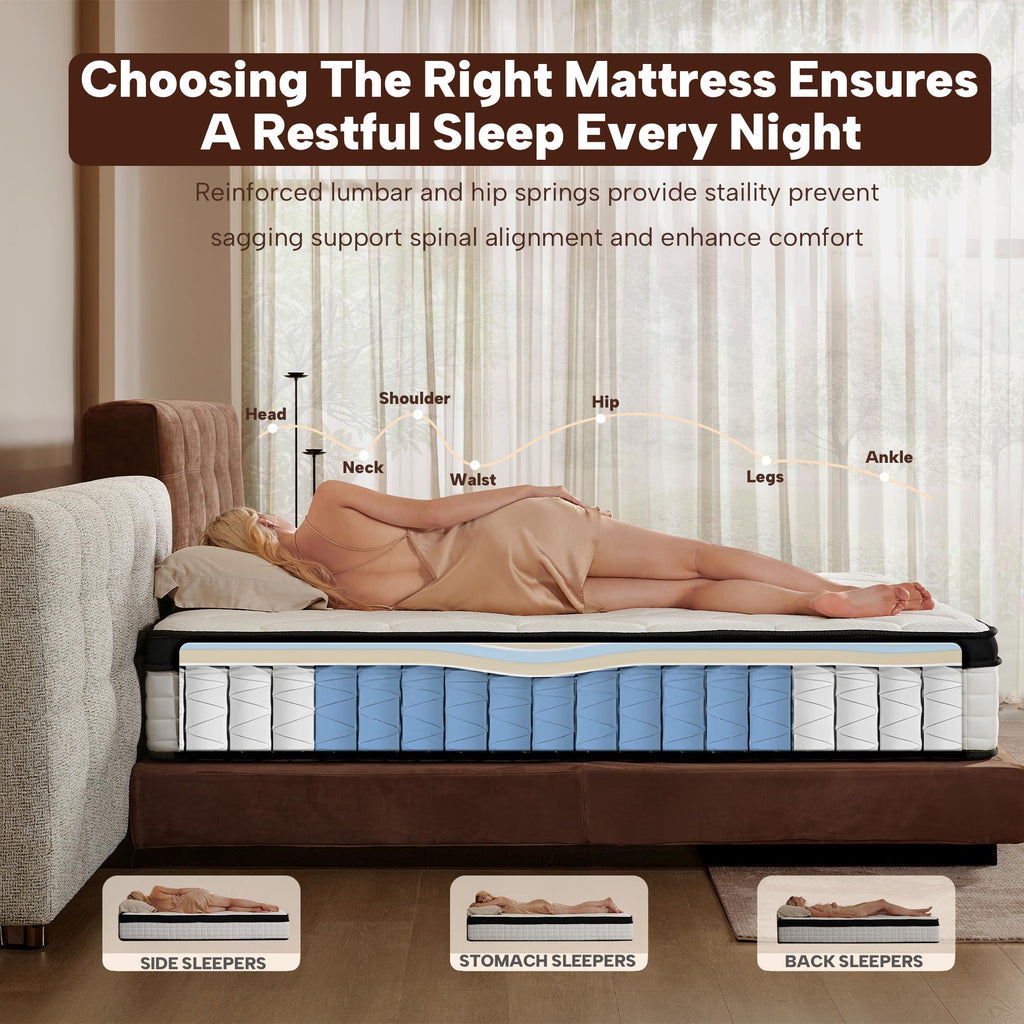 Full Size 12 Inch Memory Foam Pocket Spring Medium Firm Mattress Z8139