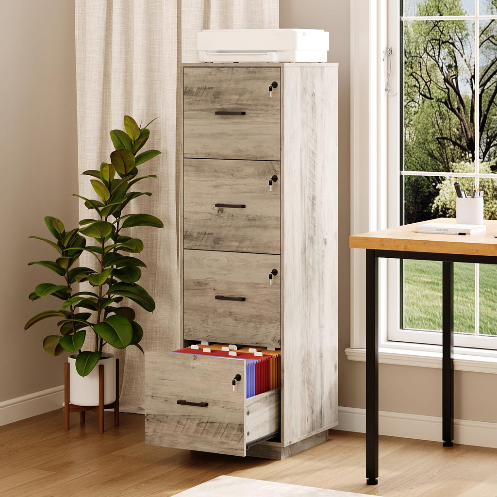 4 Drawer Wood File Cabinet with Lock F26627