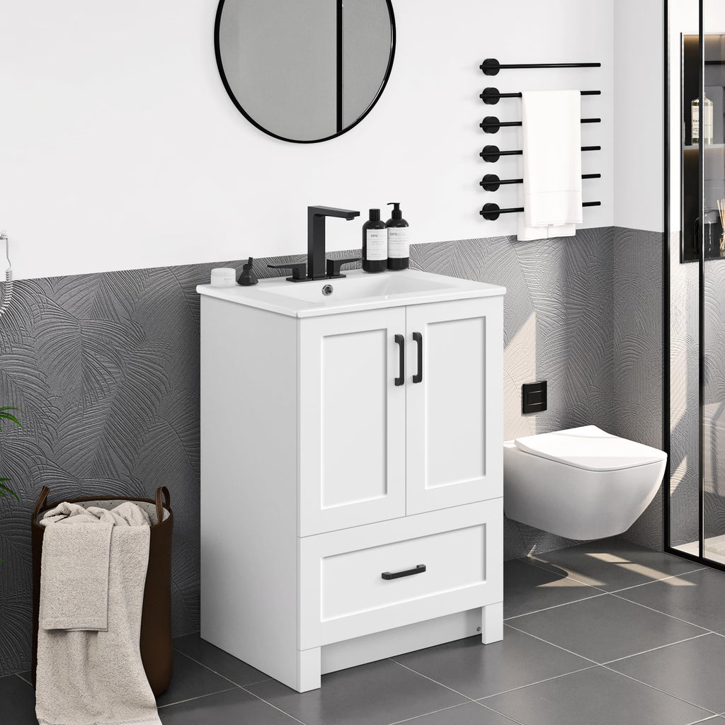 24" White Bathroom Vanity with Sink P298