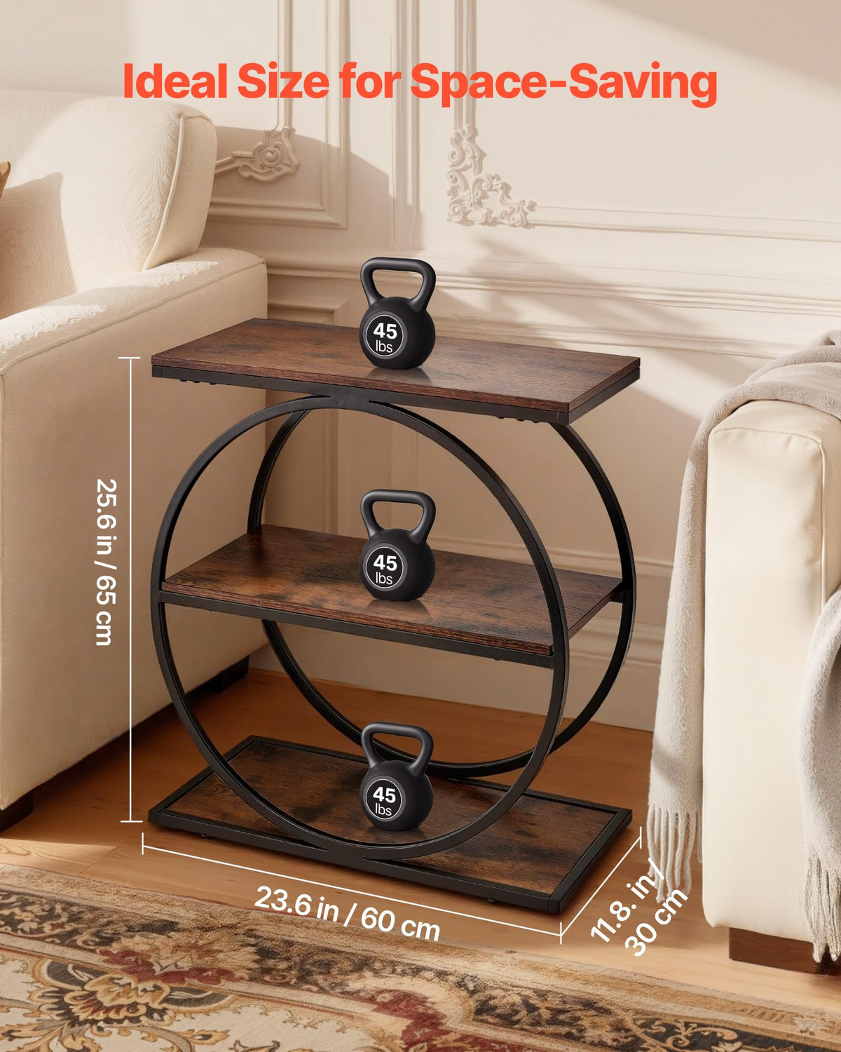 3-Tier Narrow Side Table with Open Storage Shelves Q5282