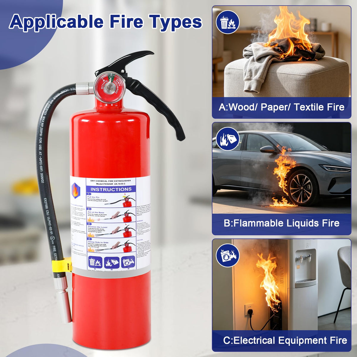 1 Pack 5lb ABC Dry Chemical Fire Extinguisher E511