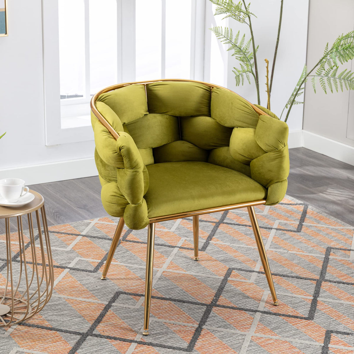 Olive Green Velvet Upholstered Accent Chair Set of 2 V8092