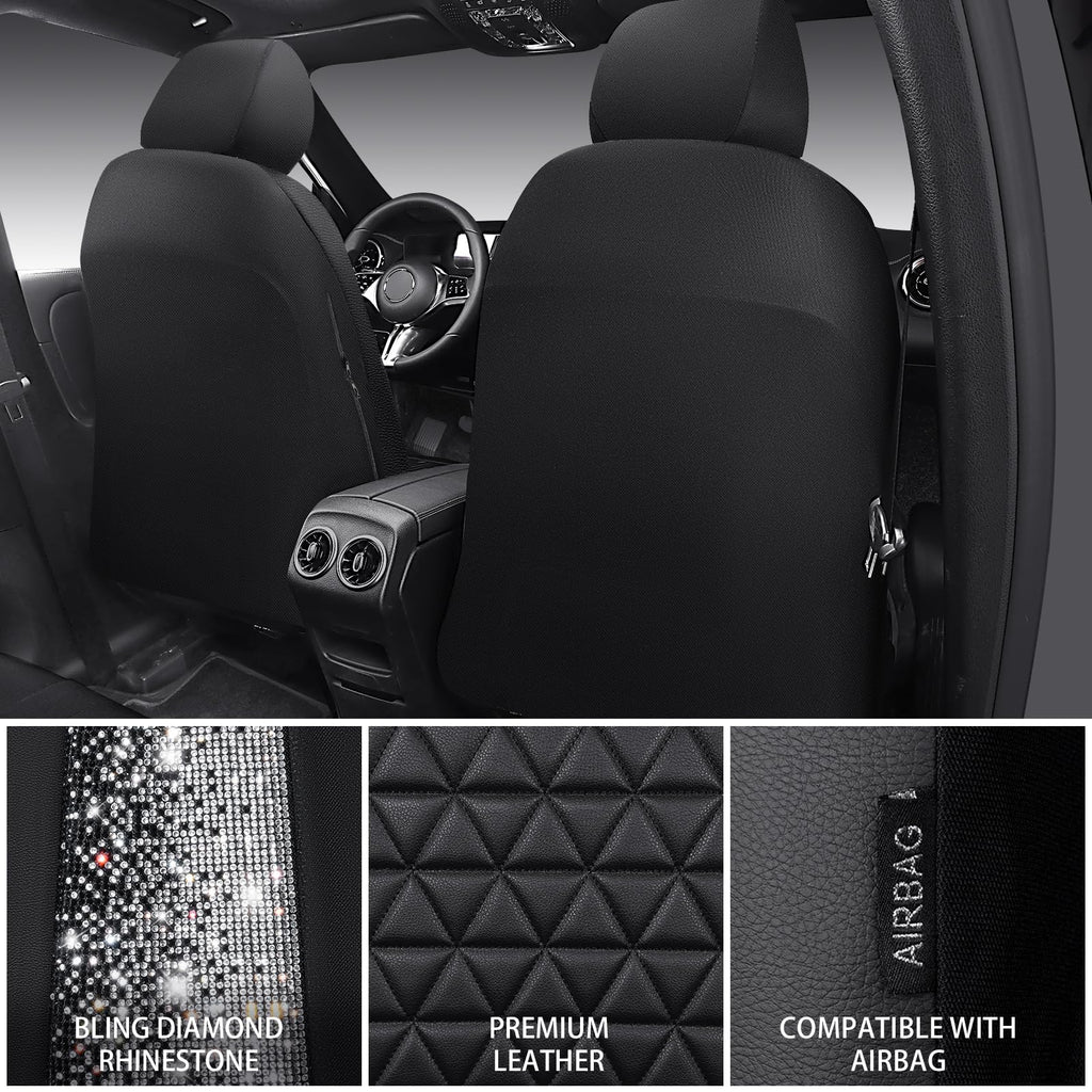 Black Leather Car Seat Covers Full Set C728776