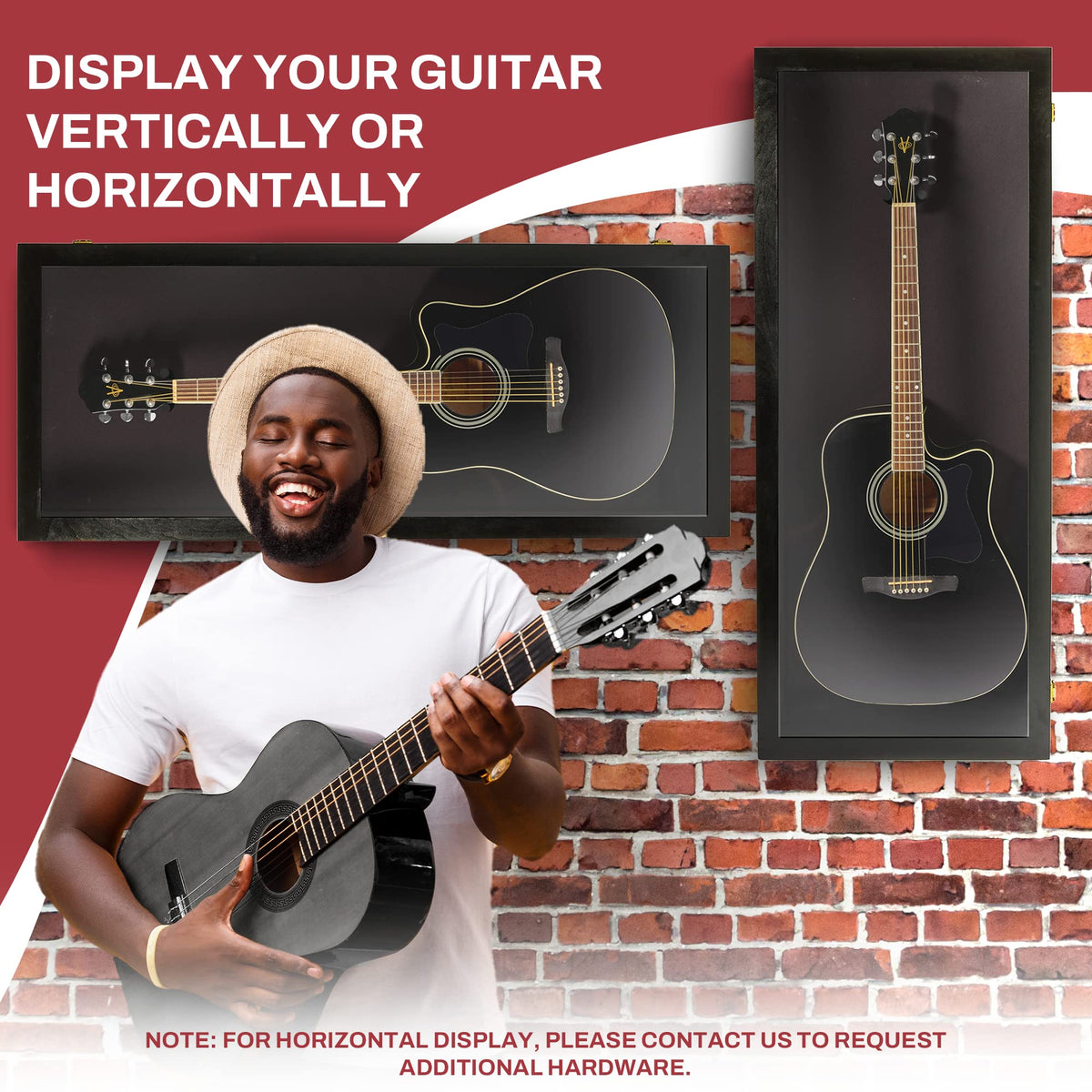 Acoustic Guitar Display Case Wall Mount Black I52124