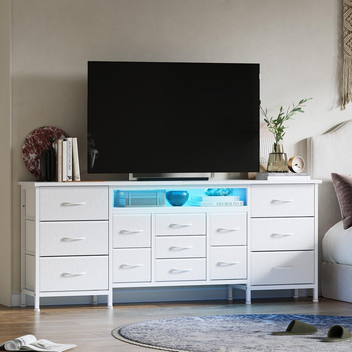 White 70 Inch 13 Drawer TV Stand B11972