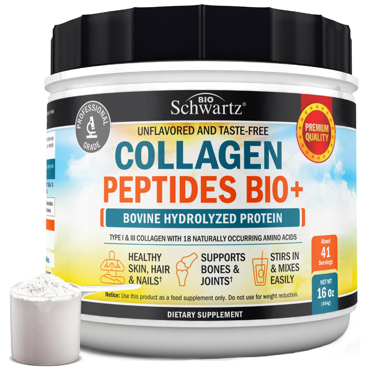 Unflavored Collagen Peptides Powder 16oz K2794