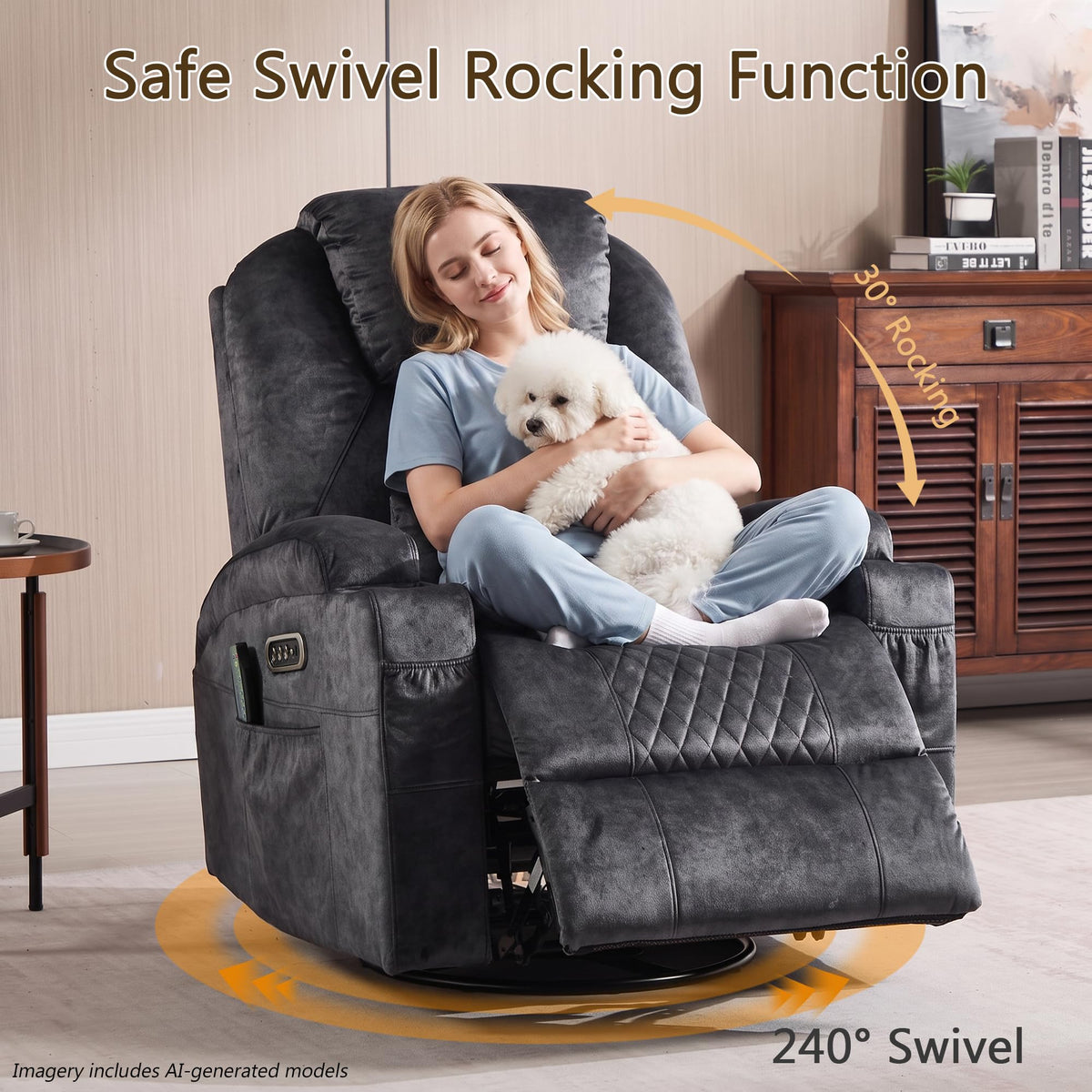 Power Swivel Rocker Recliner Chair V7146