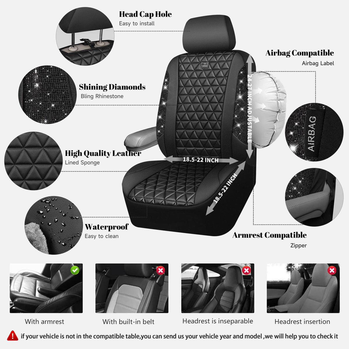 Black Leather Car Seat Covers Full Set C728776