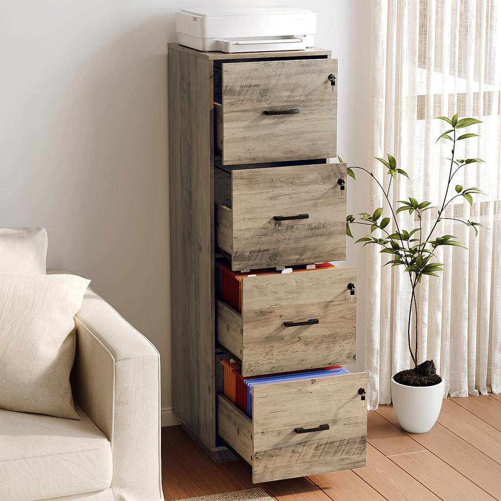 4 Drawer Wood File Cabinet with Lock F26627