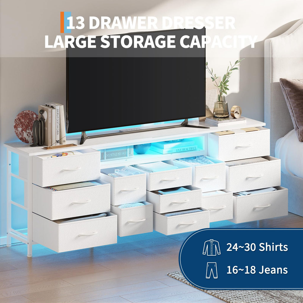 White 70 Inch 13 Drawer TV Stand B11972