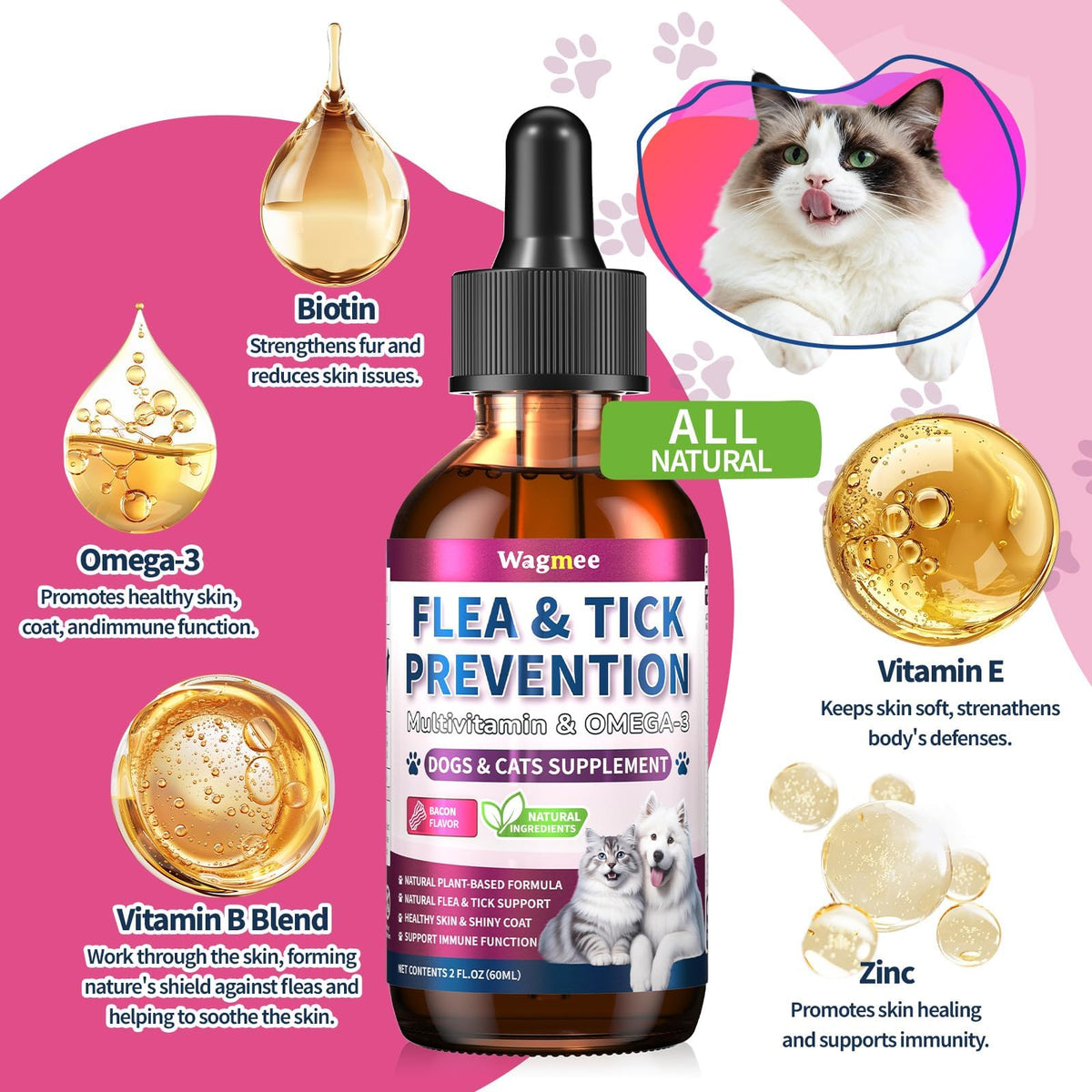Flea and Tick Prevention for Cats & Dogs 60ml P773