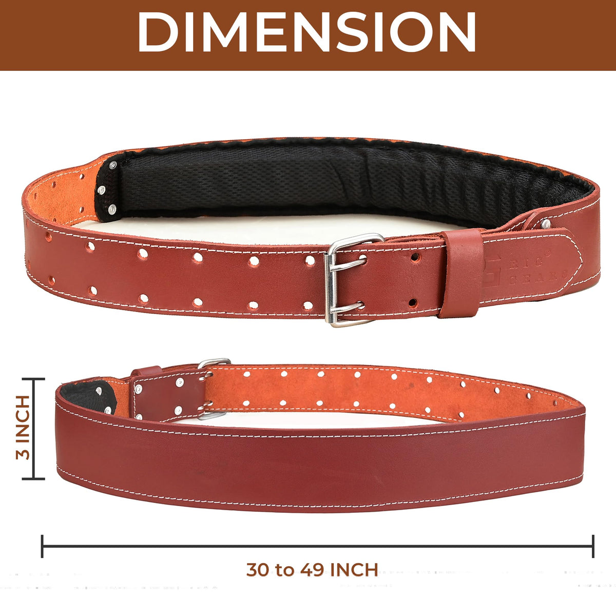 Leather Tool Belt 3 Inch 34" to 49" O979