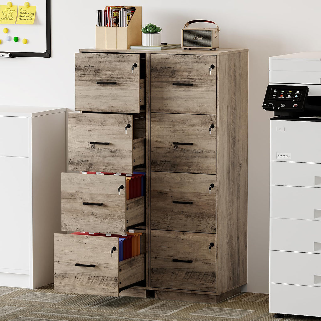 4 Drawer Wood File Cabinet with Lock F26627