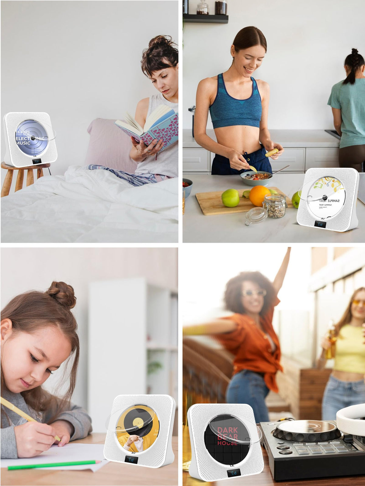 White Portable CD Player with Bluetooth A6732