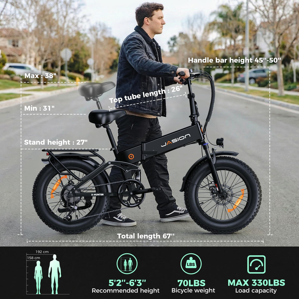 1400W Peak 20'' Fat Tire Foldable Electric Bike G7208