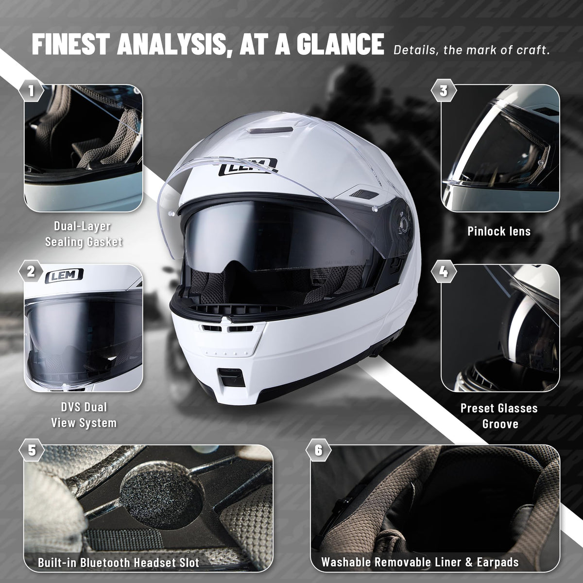 Full Face Flip Up Fiberglass Motorcycle Helmet with Sun Visor X137631