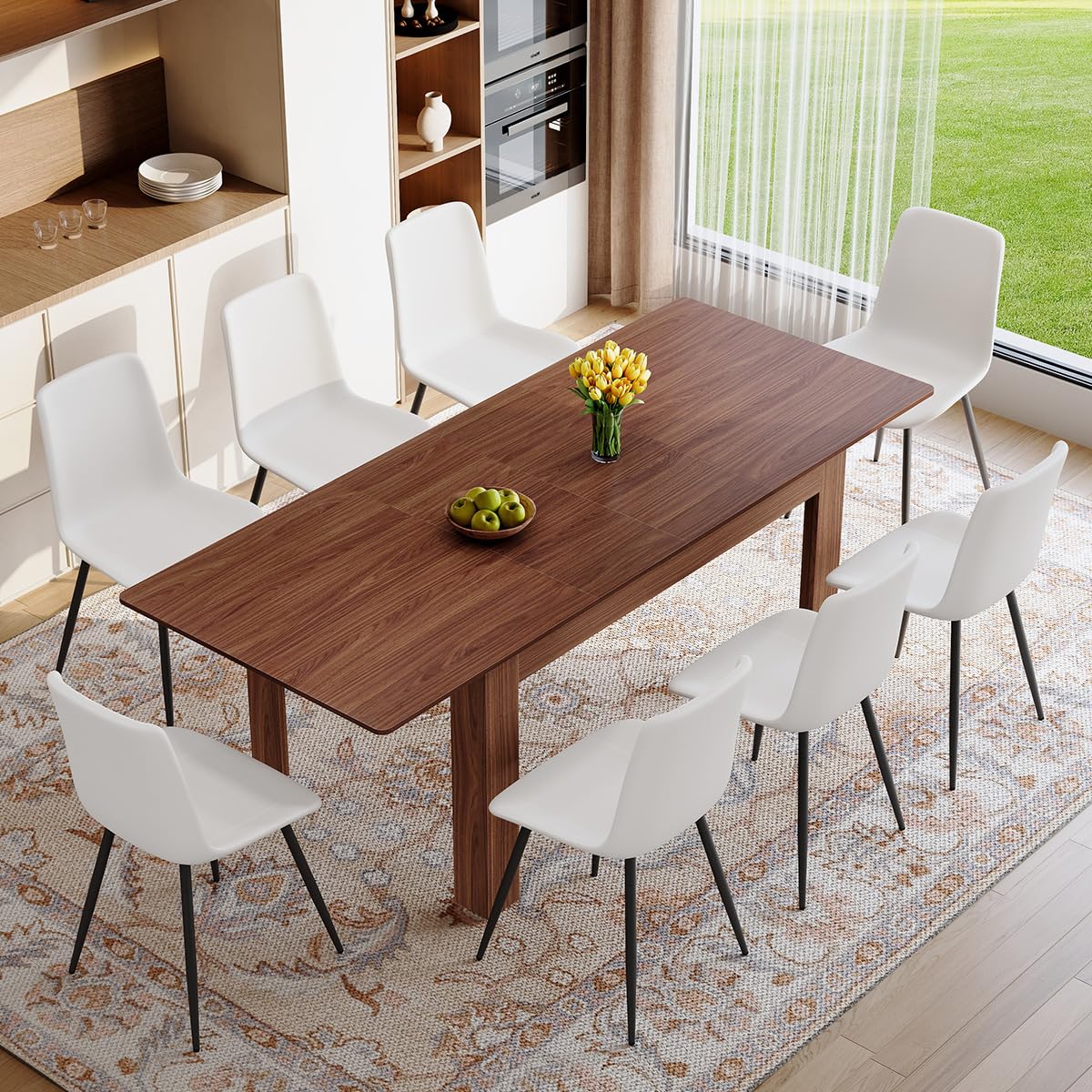 9 Piece Extendable Rectangular Dining Table Set with 8 Chairs W765810