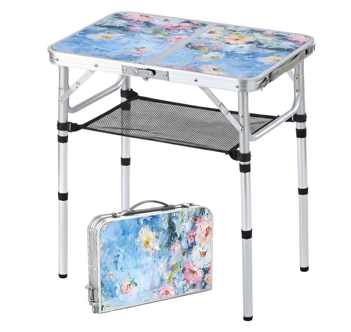 Portable 3 Adjustable Height Folding Outdoor Side Table A349