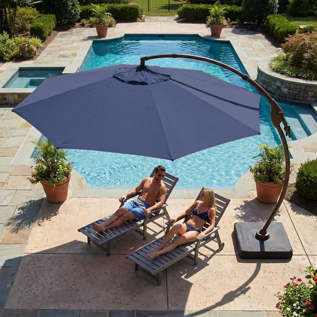 11FT Aluminum Offset Umbrella with Base W2059