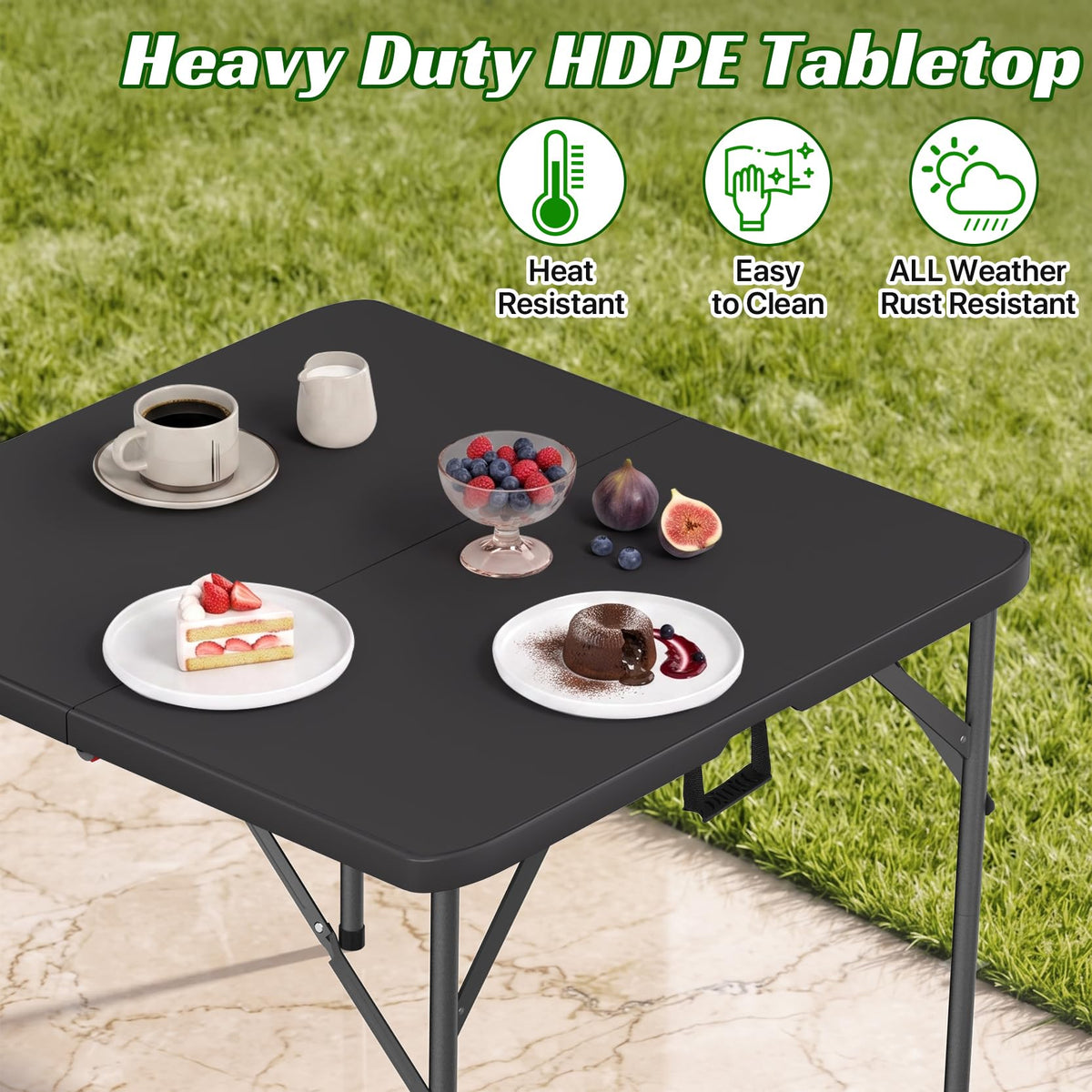 34" Square Folding Table, Black B322