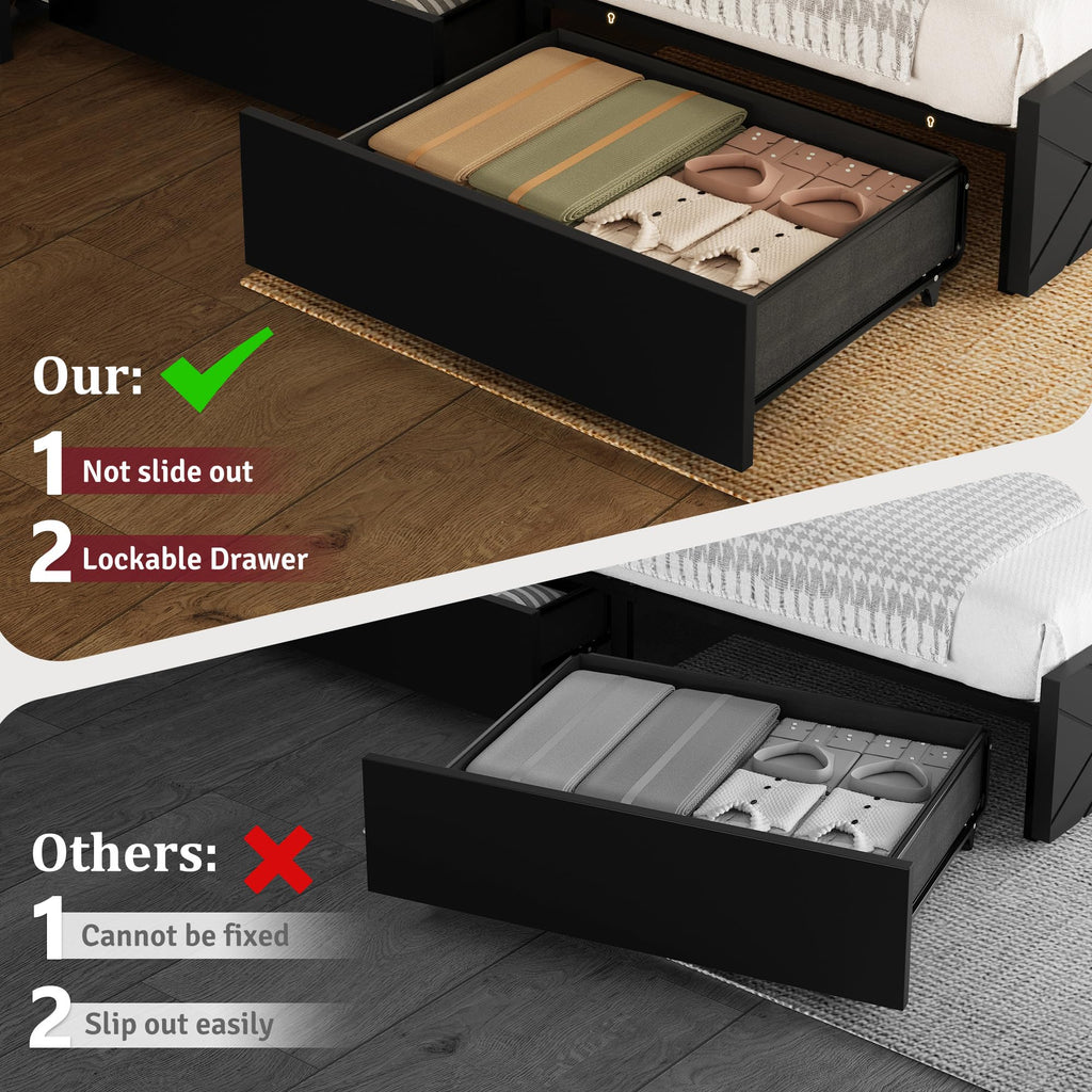 King Size Bed Frame with Tall Headboard T521591