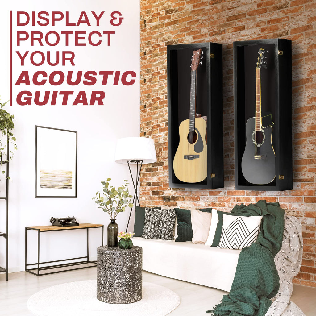 Acoustic Guitar Display Case Wall Mount Black I52124