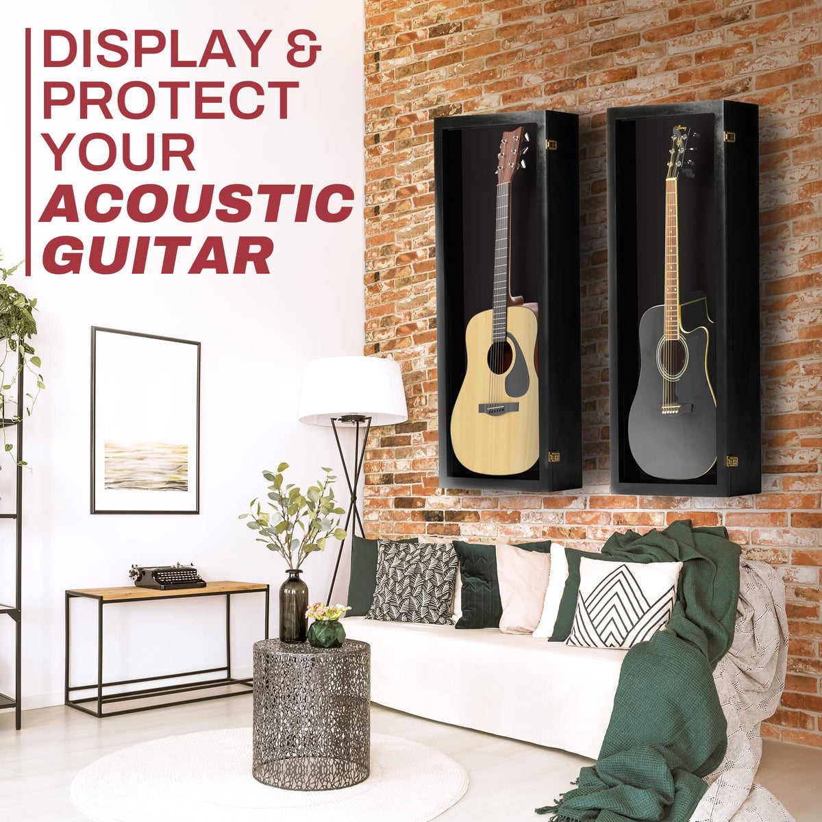 Acoustic Guitar Display Case Wall Mount Black I52124