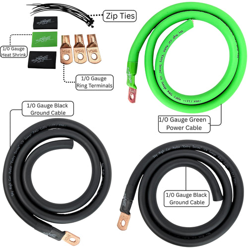 1/0 & 4 Gauge CCA Power Wire Alternator Battery Ground Wiring Kit L4674