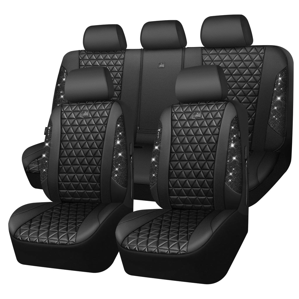 Black Leather Car Seat Covers Full Set C728776