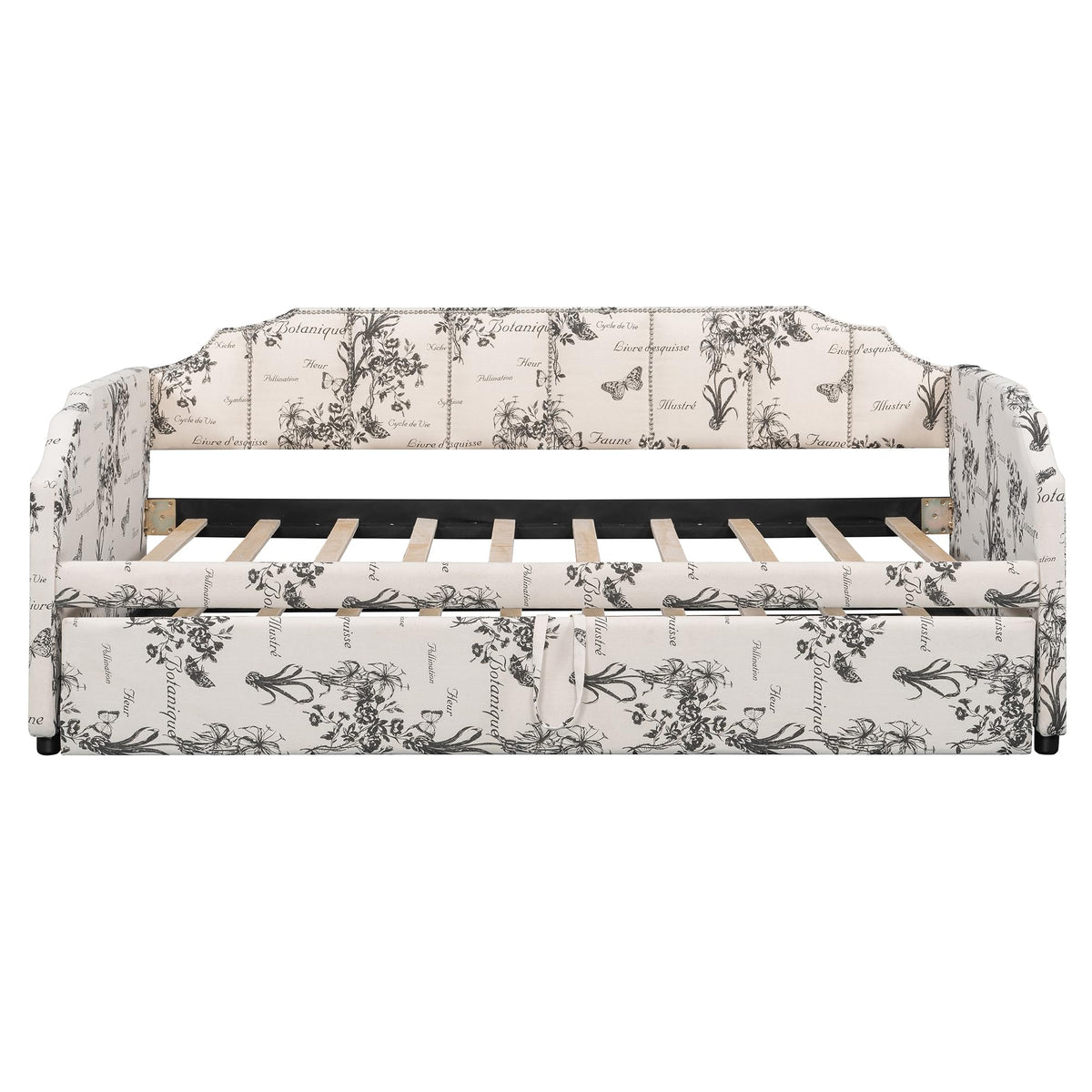 Twin Size Linen Upholstered Daybed with Trundle W931