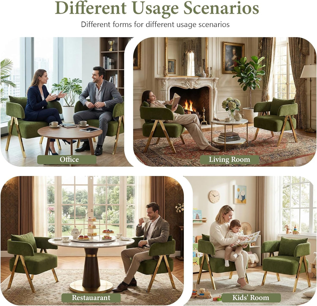 Green Velvet Accent Chairs Set of 2 R682971