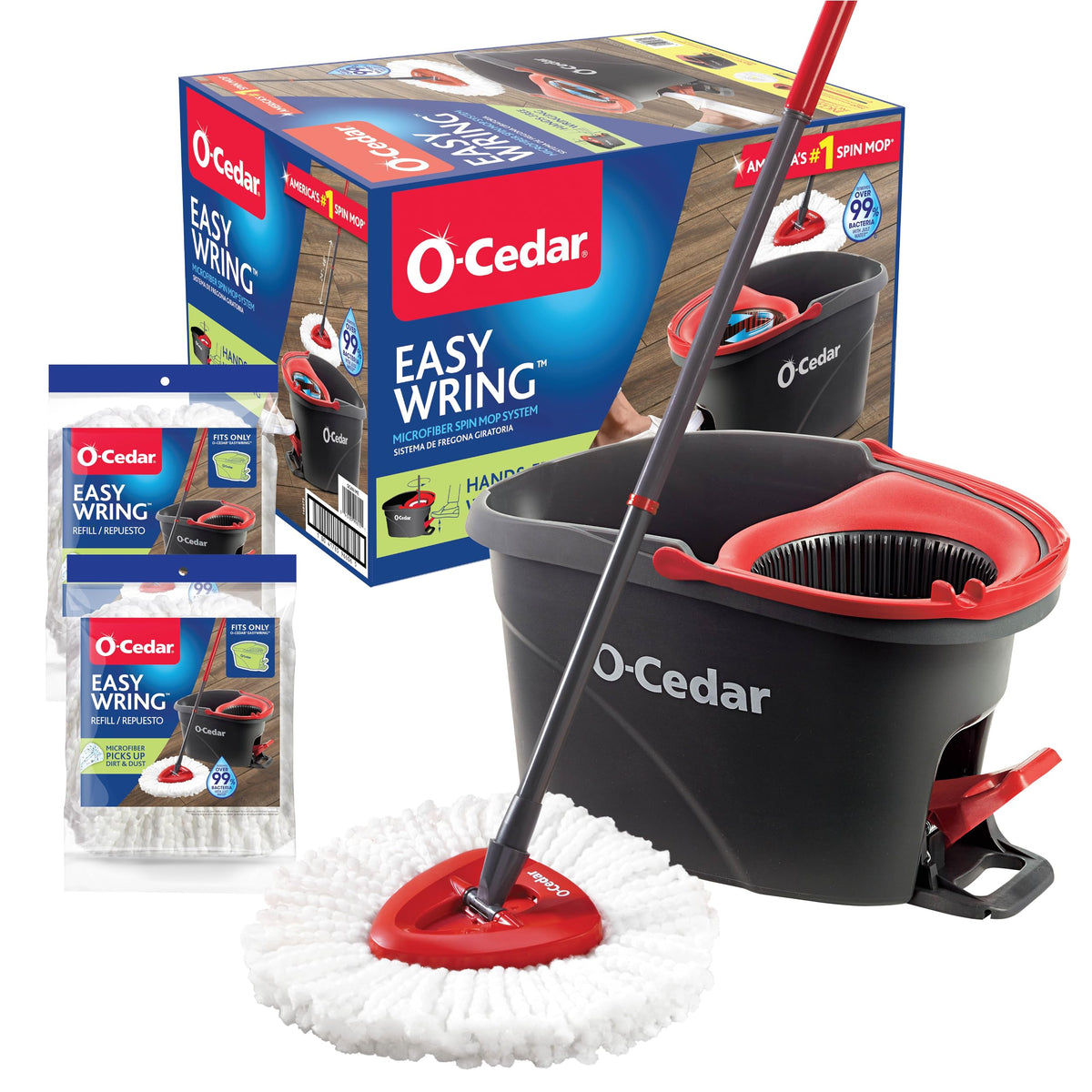 Microfiber Spin Mop & Bucket Floor Cleaning System with 2 Refills C17482